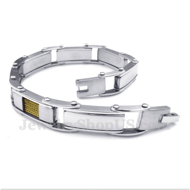 Men's Titanium Gold Cable Bracelet Men's Titanium Gold Cable Bracelet