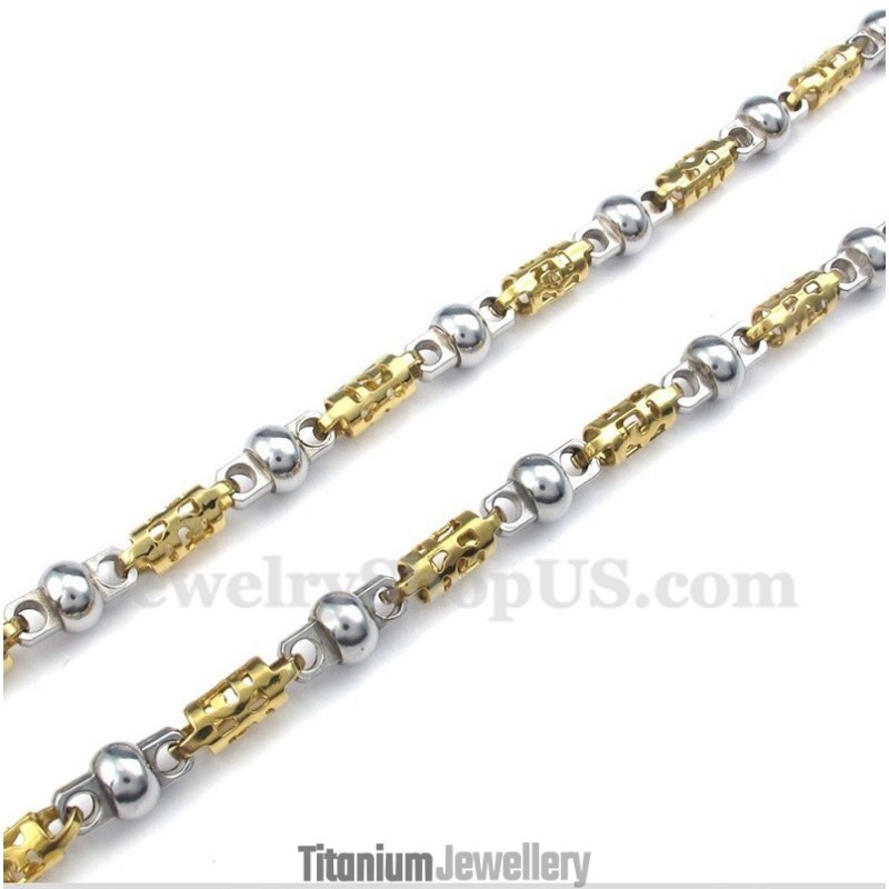 Men's Titanium Gold Hollow Necklace