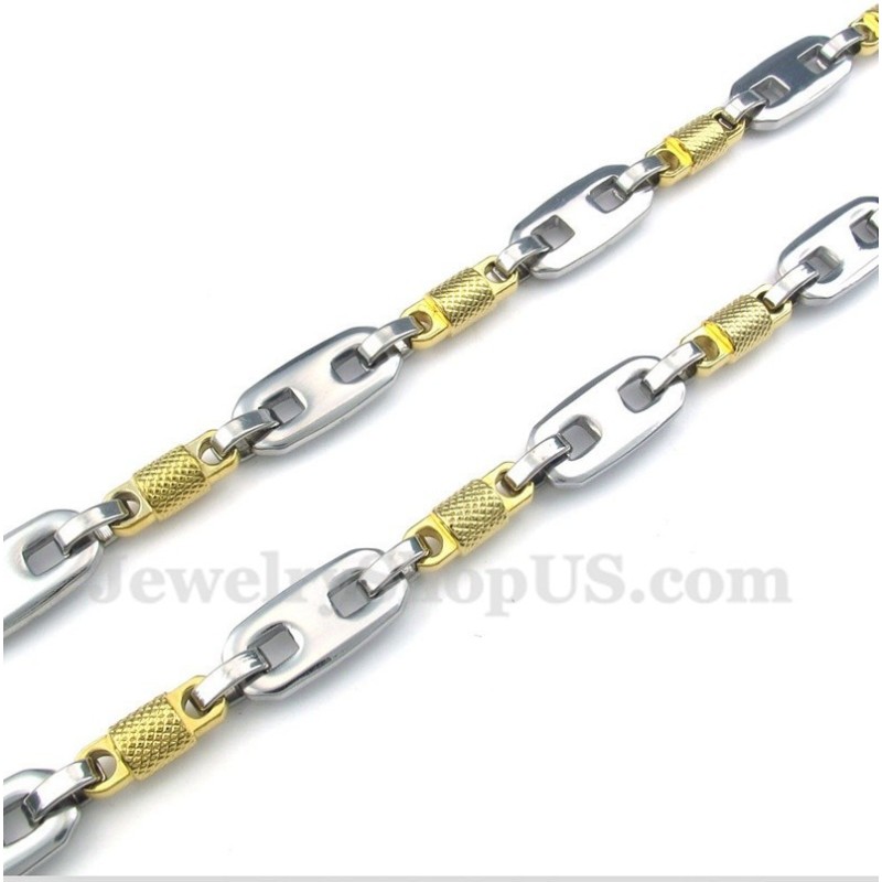 Men's Titanium Gold Cylinder Necklace Men's Titanium Gold Cylinder Necklace