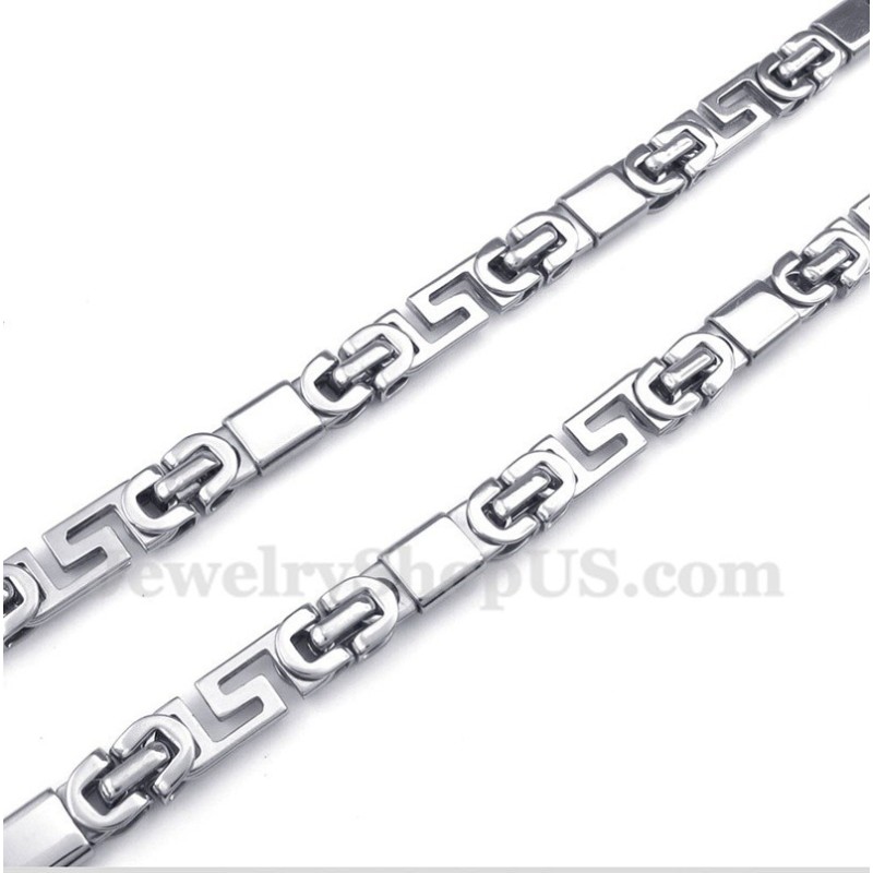 Men's Titanium Greek Meander Pattern Necklace