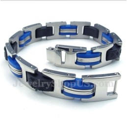 Men's Titanium Blue Black Rubber Bracelet