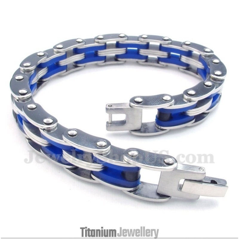 Men's Titanium Blue Rubber Bracelet