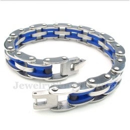 Men's Titanium Blue Rubber Bracelet