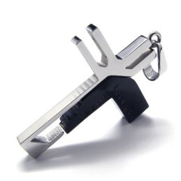 Love You Jesus Cross Titanium Pendant (Black)