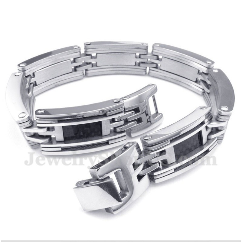 Men's Titanium Carbon Fiber Cable Bracelet
