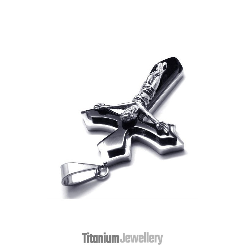 Two Layers Cross Titanium Pendant (Silver) Two Layers Cross Titanium Pendant (Silver)