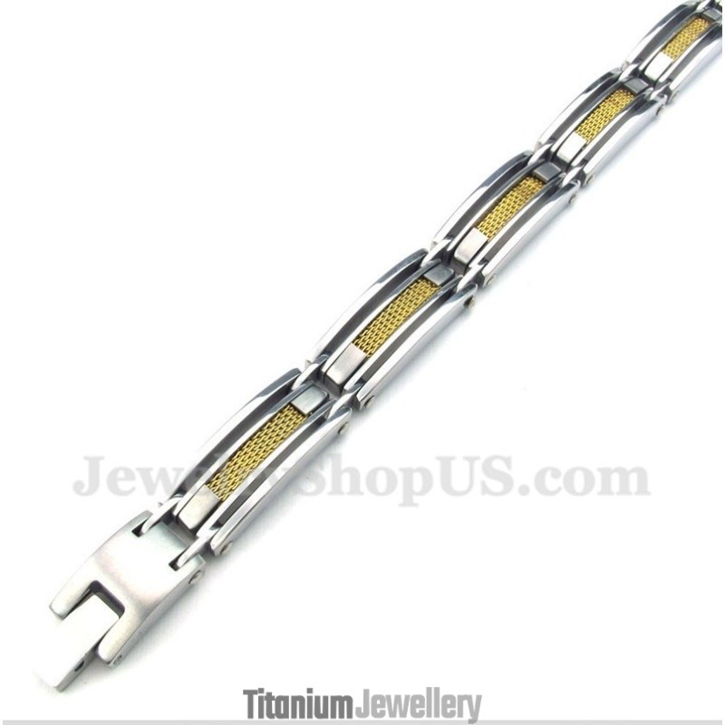 Men's Titanium Gold Cable Bracelet Men's Titanium Gold Cable Bracelet