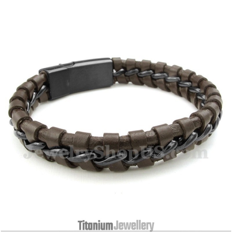 Men's Titanium Leather Bracelet Men's Titanium Leather Bracelet