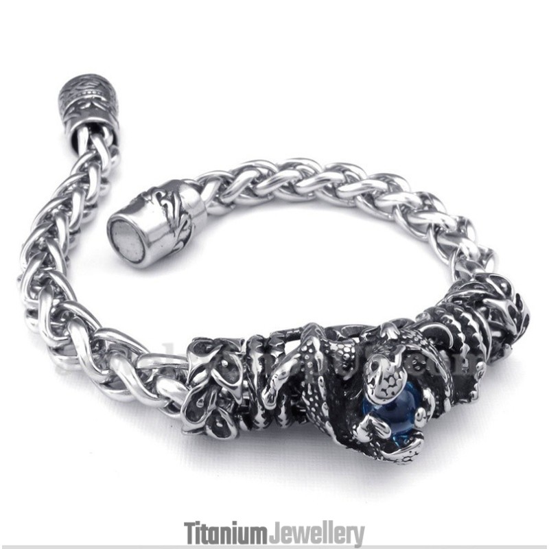 Men's Titanium Casted Blue Diamond Bracelet