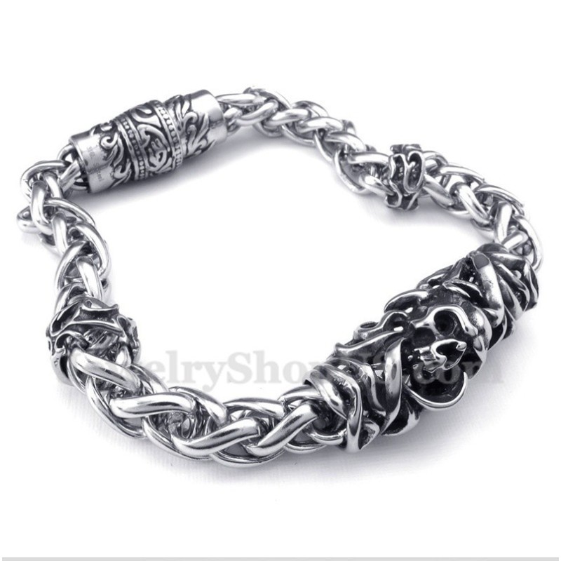 Men's Titanium Casted Skull Bracelet