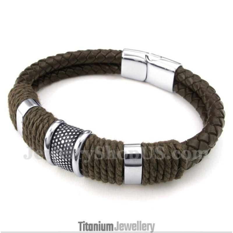 Men's Titanium Leather Bracelet Men's Titanium Leather Bracelet