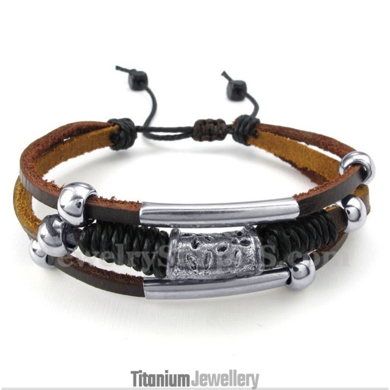 Men's Titanium Leather Bracelet Men's Titanium Leather Bracelet