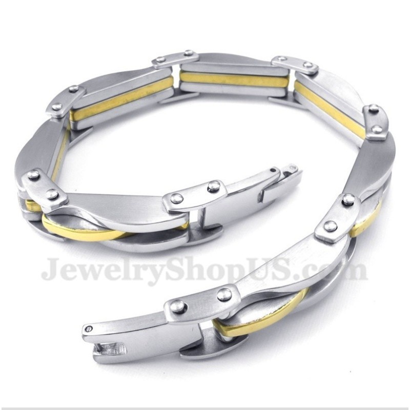 Men's Titanium Gold Wave Bracelet Men's Titanium Gold Wave Bracelet