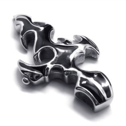 Fashion Flame Sword Cross Titanium Pendant