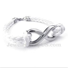 Men's Titanium Infinity Symbol Leather Bracelet