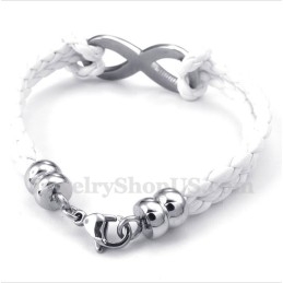 Men's Titanium Infinity Symbol Leather Bracelet