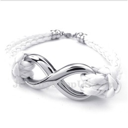 Men's Titanium Infinity Symbol Leather Bracelet