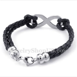 Men's Titanium Infinity Symbol Leather Bracelet