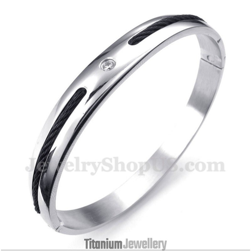 Men's Titanium Black Cable Diamond Bracelet Men's Titanium Black Cable Diamond Bracelet
