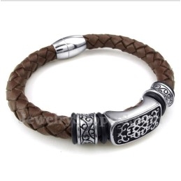 Men's Titanium Leather Bracelet