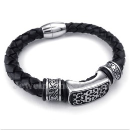 Men's Titanium Leather Bracelet