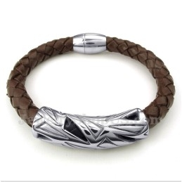 Men's Titanium Leather Bracelet