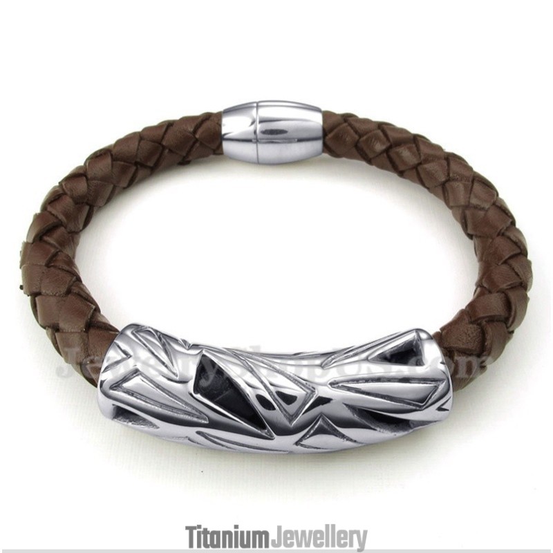 Men's Titanium Leather Bracelet Men's Titanium Leather Bracelet