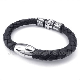 Men's Titanium Leather Bracelet