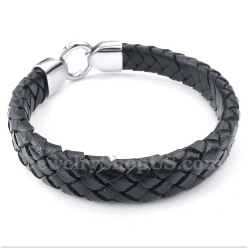 Men's Titanium Black Leather Bracelet Men's Titanium Black Leather Bracelet