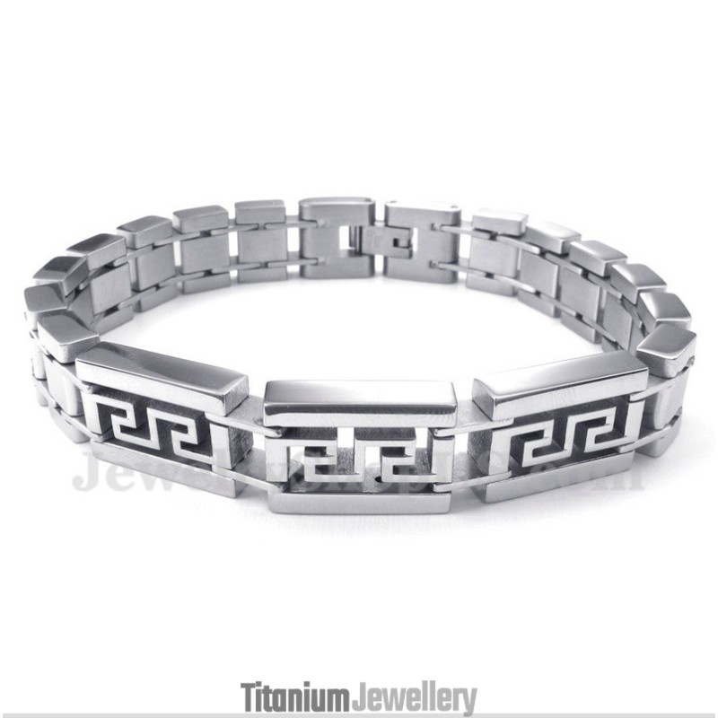 Men's Titanium Greek Meander Pattern Bracelet Men's Titanium Greek Meander Pattern Bracelet