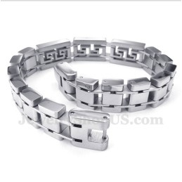 Men's Titanium Greek Meander Pattern Bracelet