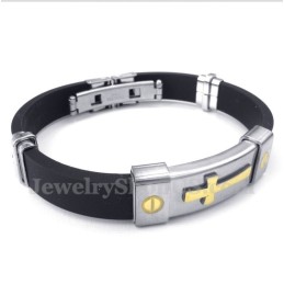 Men's Titanium Rubber Cross Bracelet