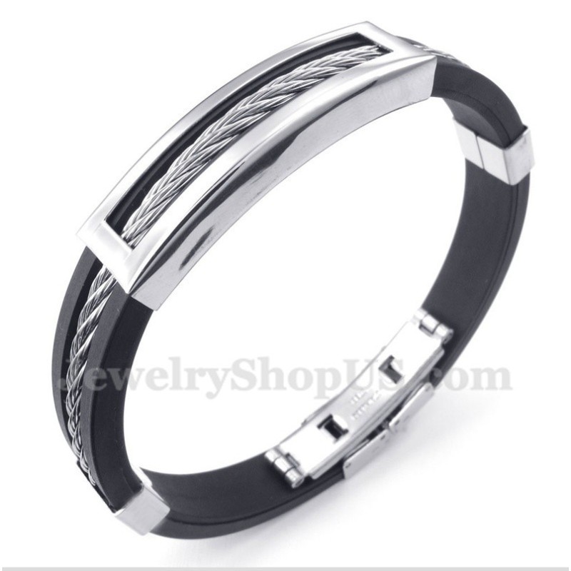 Men's Titanium Rubber Cable Bracelet