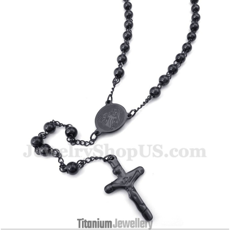Men's Titanium Black Jesus Necklace Men's Titanium Black Jesus Necklace