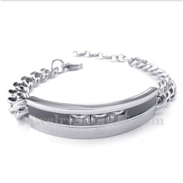 Men's Titanium Black Crystal Mens Couple'S Bracelet