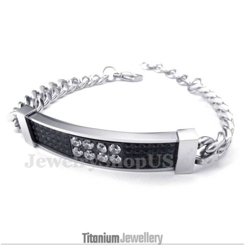 Men's Titanium Black Diamond Mens Couple'S Bracelet Men's Titanium Black Diamond Mens Couple'S Bracelet