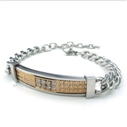 WoMen's Titanium Gold Diamond Couple'S Bracelet