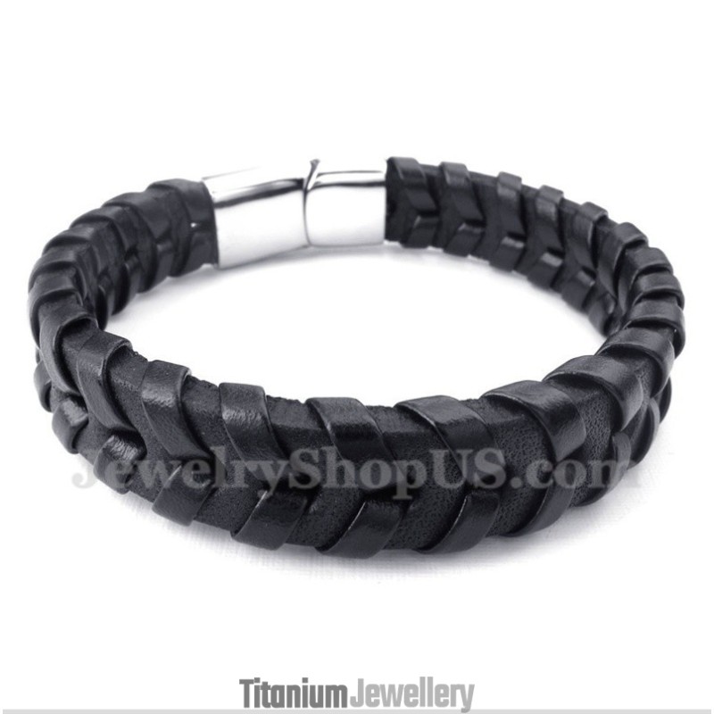 Men's Leather Titanium Bracelet Men's Leather Titanium Bracelet