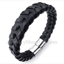 Men's Leather Titanium Bracelet