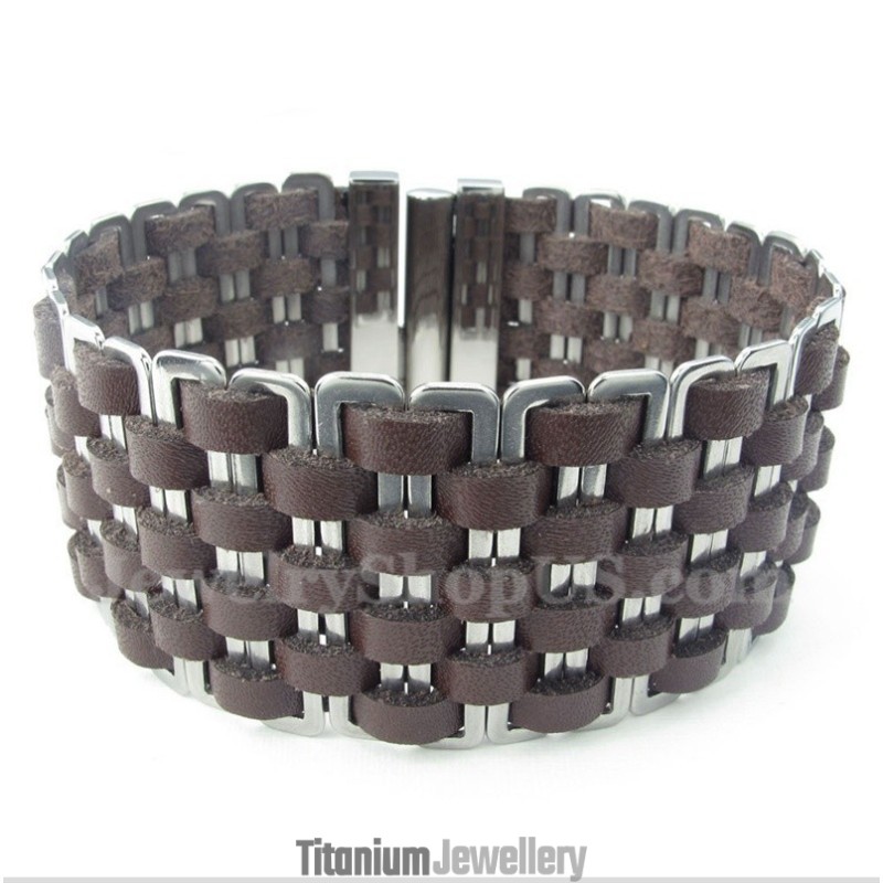 Men's Leather Titanium Bracelet Men's Leather Titanium Bracelet
