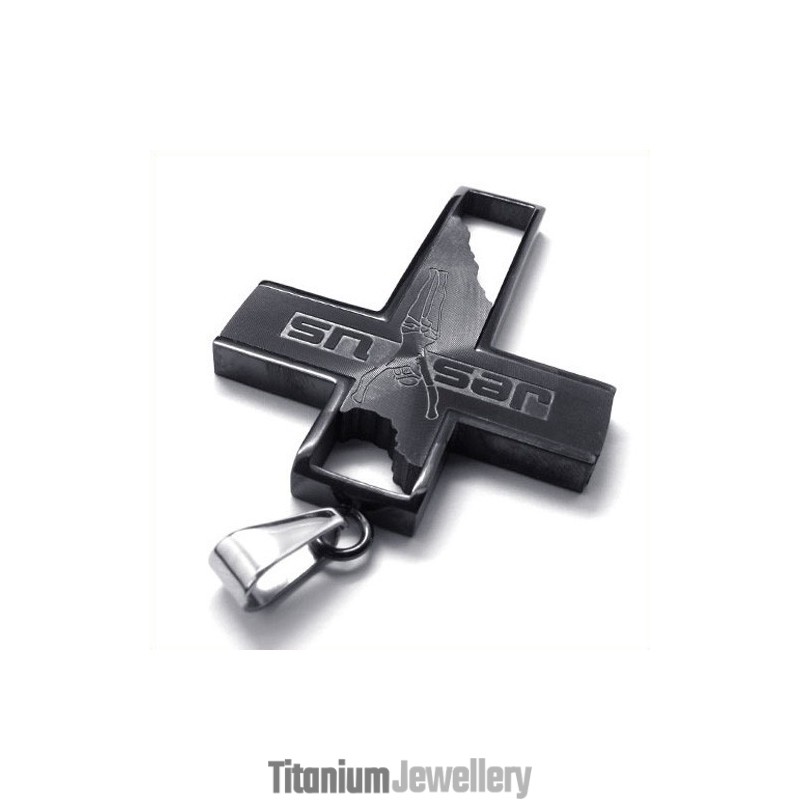 Jesus Cross Titanium Pendant (Black) Jesus Cross Titanium Pendant (Black)