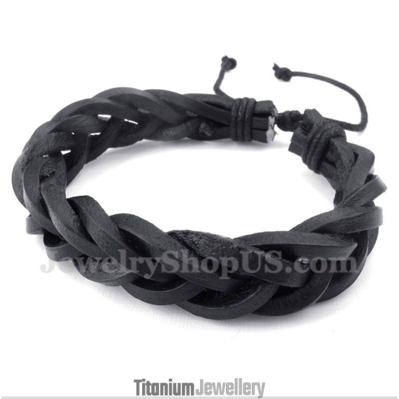 Men's Leather Titanium Bracelet Men's Leather Titanium Bracelet