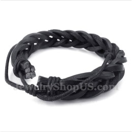 Men's Leather Titanium Bracelet