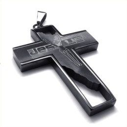 Jesus Cross Titanium Pendant (Black)