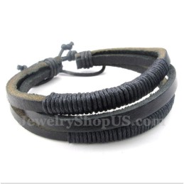 Men's Leather Titanium Bracelet