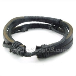 Men's Leather Titanium Bracelet