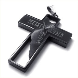 Jesus Cross Titanium Pendant (Black)