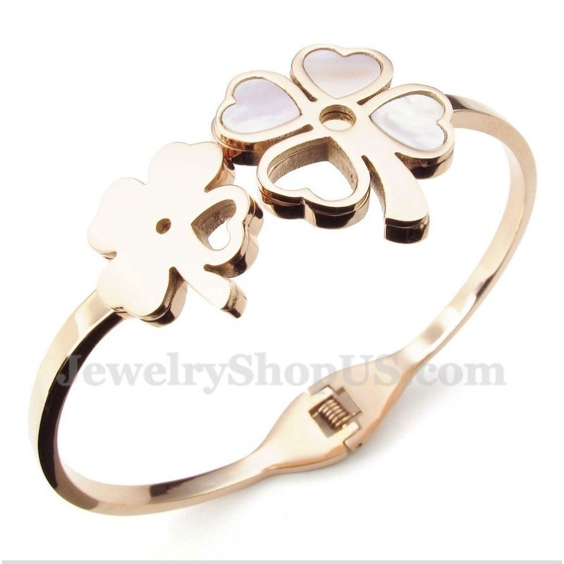 Men's Titanium Rose Gold Clover Bracelet Men's Titanium Rose Gold Clover Bracelet