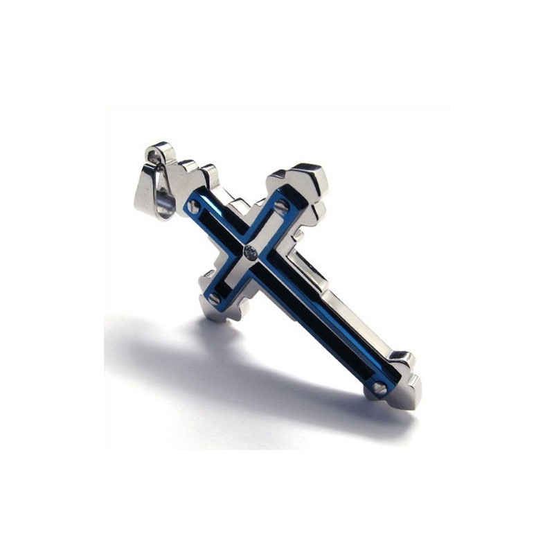 Fashion Cross Titanium Pendant (Blue)