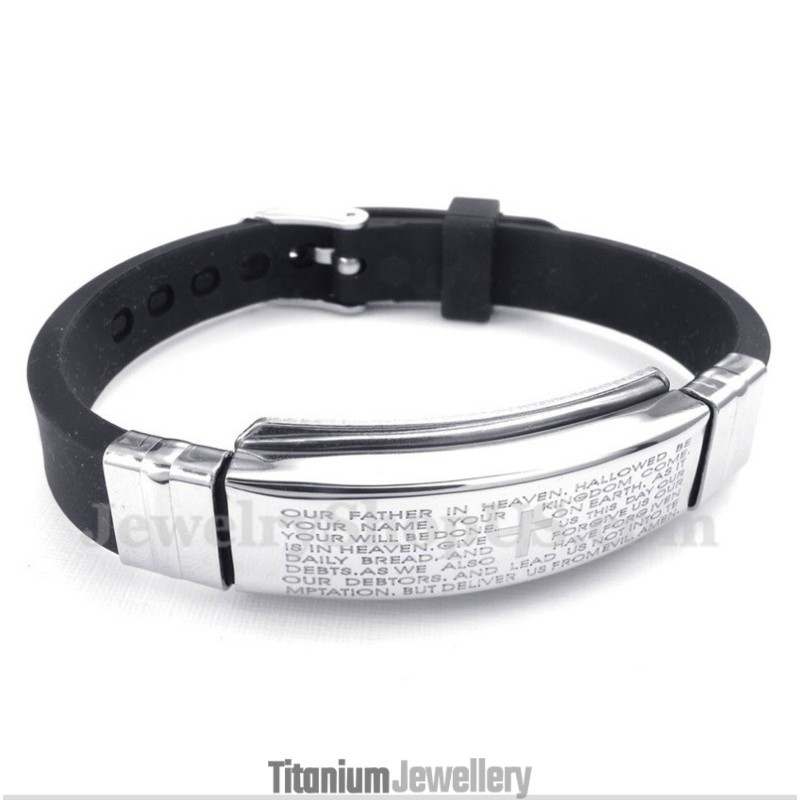Men's Titanium Rubber Bible Verse Bracelet Men's Titanium Rubber Bible Verse Bracelet
